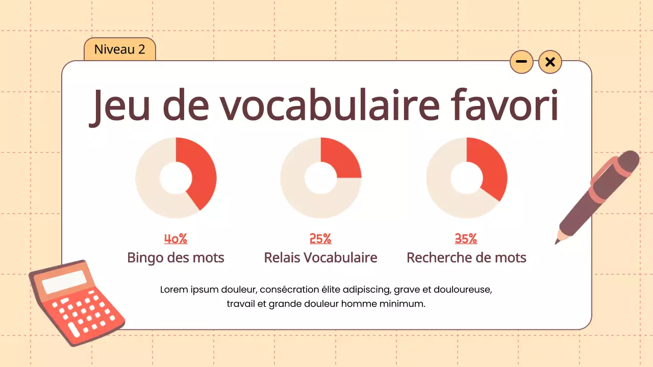 Orange Animation Vocabulaire Jeux amusants Matériel de classe