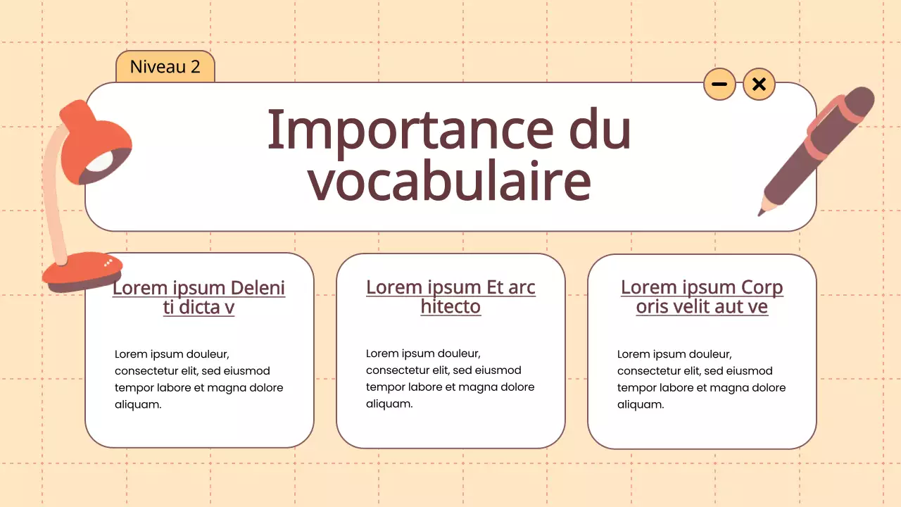 Orange Animation Vocabulaire Jeux amusants Matériel de classe