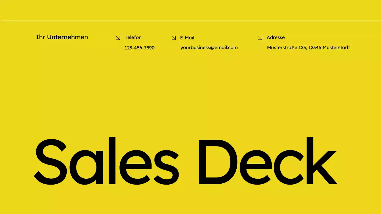 Gelb und Schwarz Einfaches Verkaufsdeck Marketingvorschlag