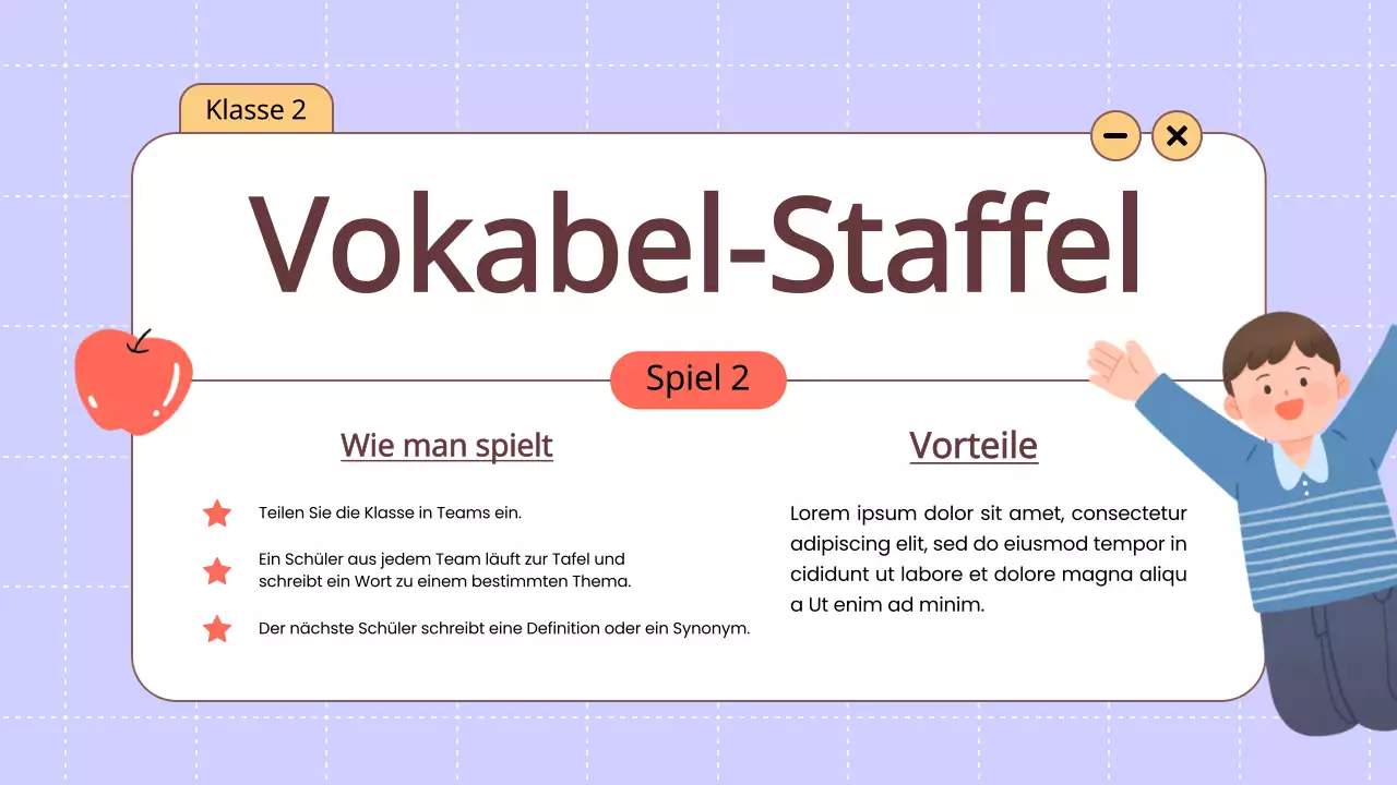 Orange Animation Wortschatz Spaß Spiele Klasse Material