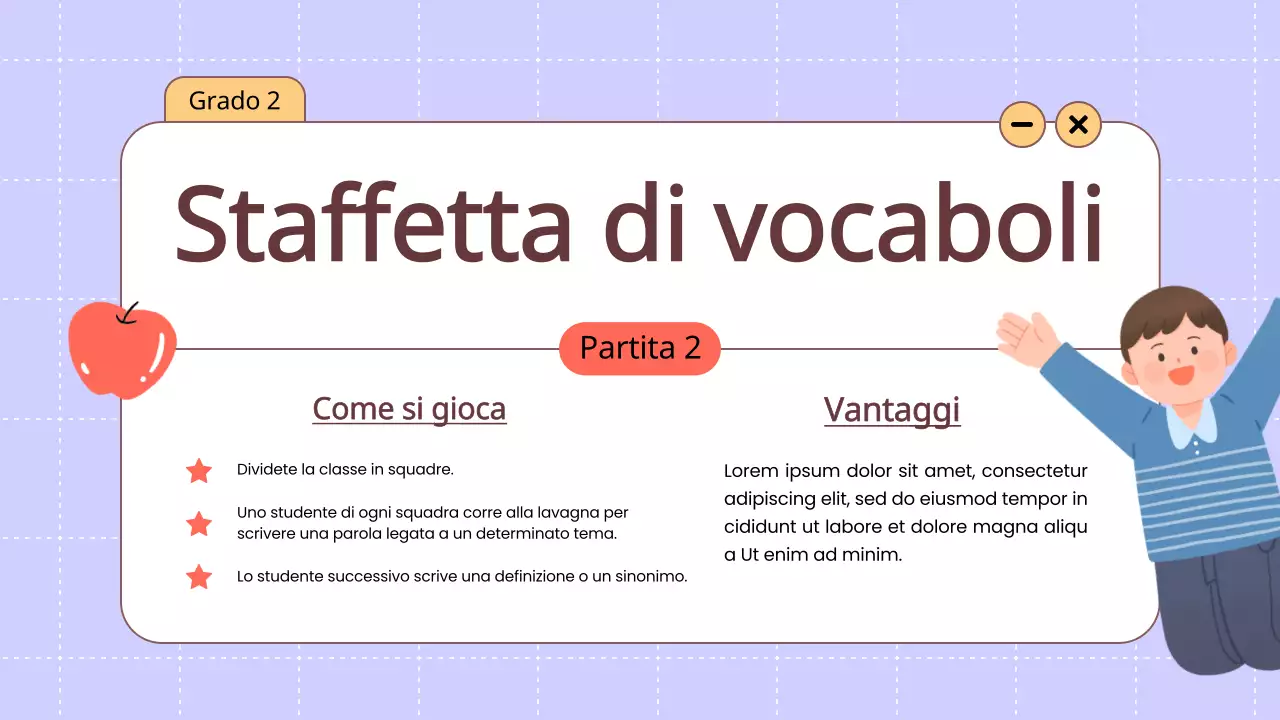 Animazione arancione Vocabolario Giochi divertenti Materiale di classe