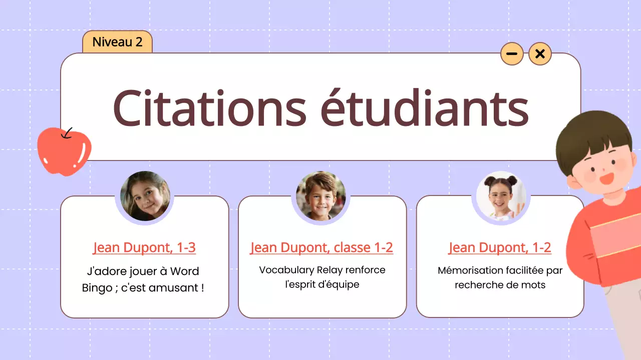 Orange Animation Vocabulaire Jeux amusants Matériel de classe