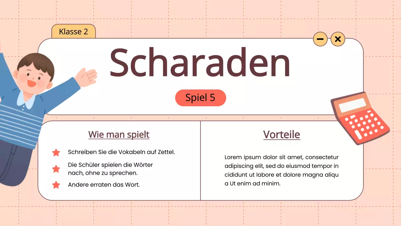 Orange Animation Wortschatz Spaß Spiele Klasse Material