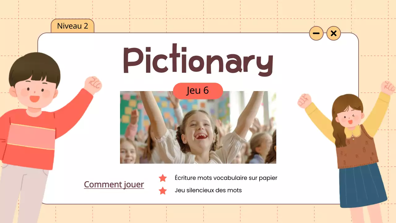 Orange Animation Vocabulaire Jeux amusants Matériel de classe