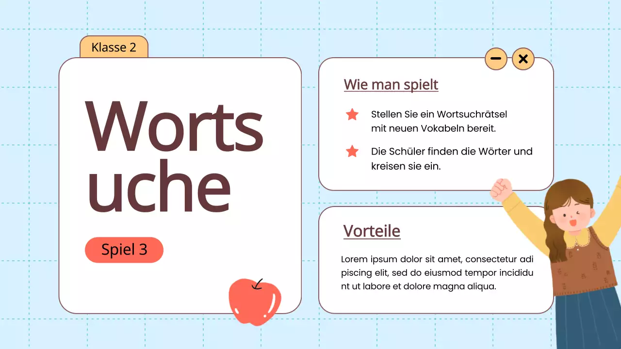 Orange Animation Wortschatz Spaß Spiele Klasse Material