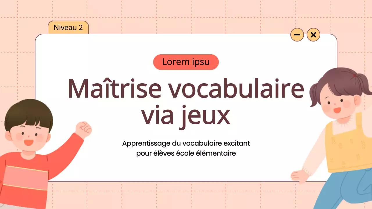 Orange Animation Vocabulaire Jeux amusants Matériel de classe