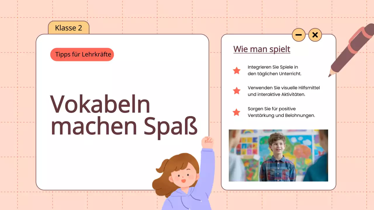 Orange Animation Wortschatz Spaß Spiele Klasse Material