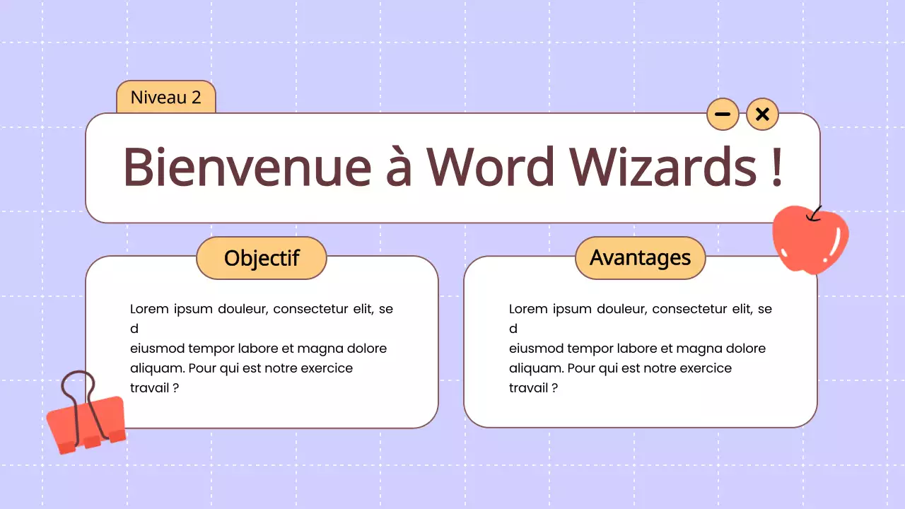 Orange Animation Vocabulaire Jeux amusants Matériel de classe
