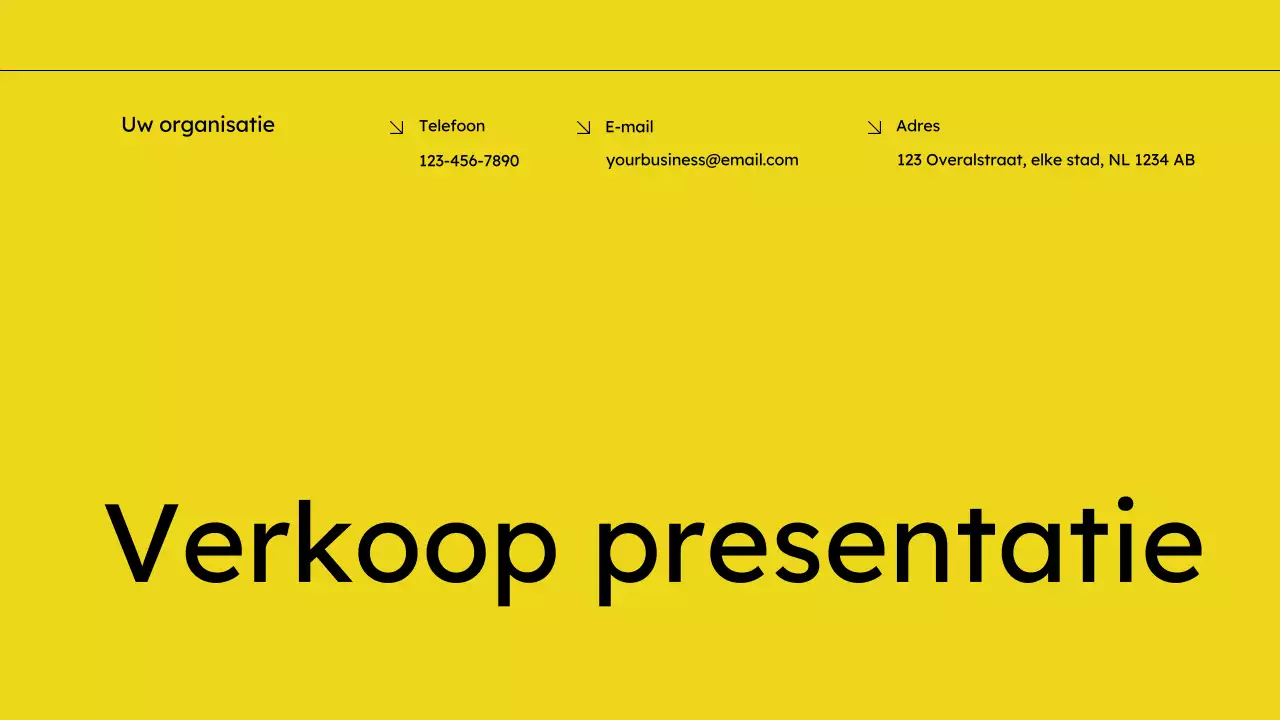 Geel en zwart eenvoudig marketingvoorstel voor verkoopdeck