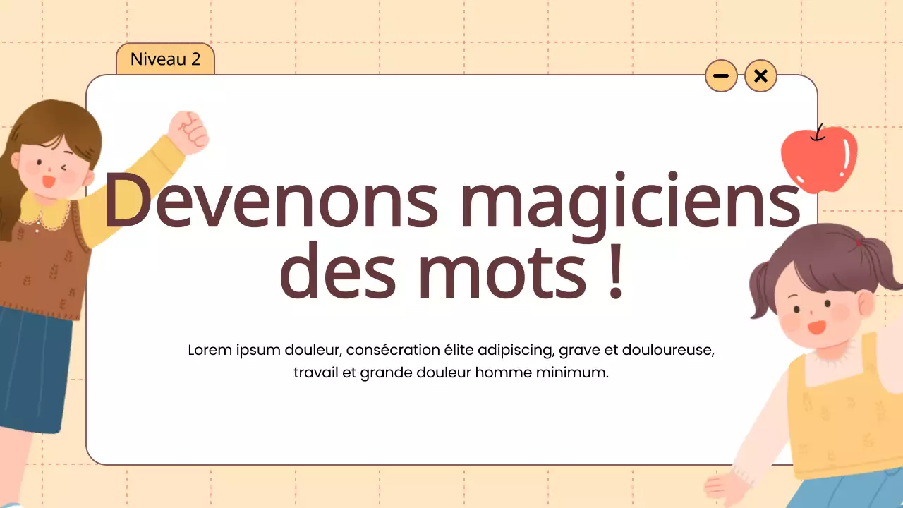 Orange Animation Vocabulaire Jeux amusants Matériel de classe