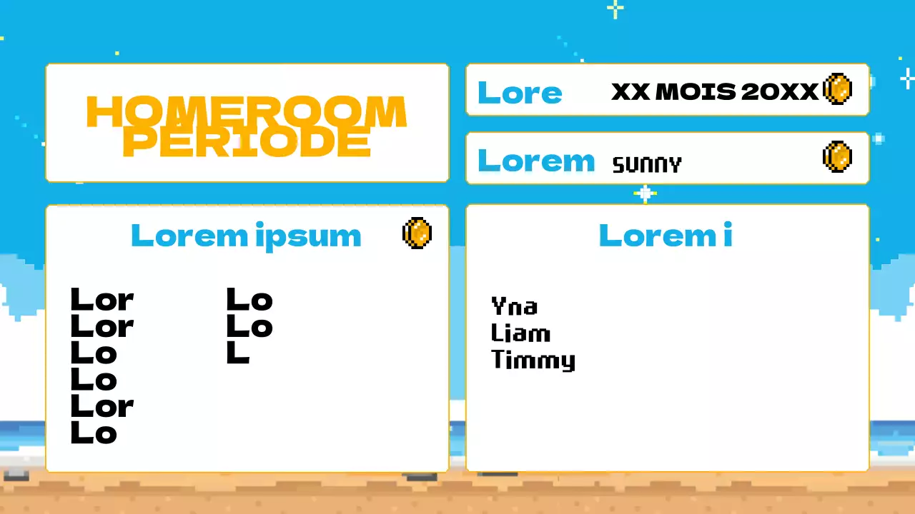 Bleu ciel Jaune Animation Agenda de la classe Plan