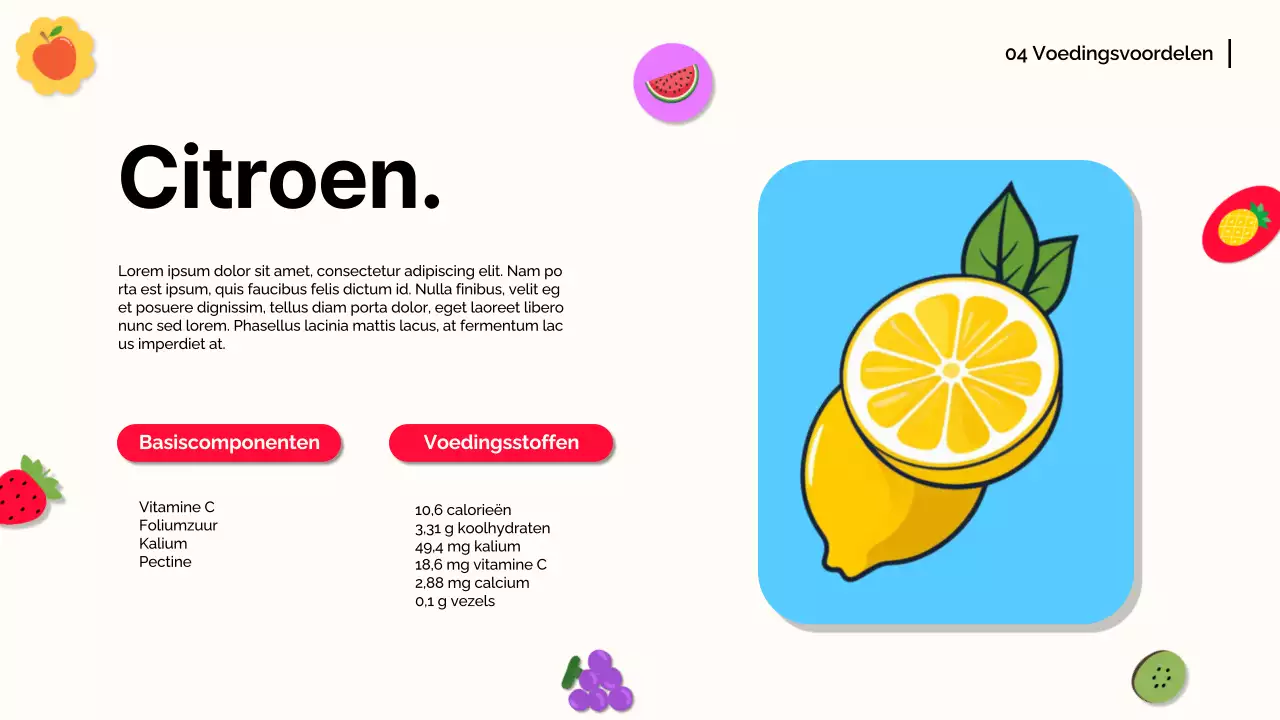 Wit Oranje Modern Fruit Lezingmateriaal