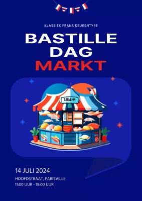 Blauw Rood Bastillemarkt Advertentie