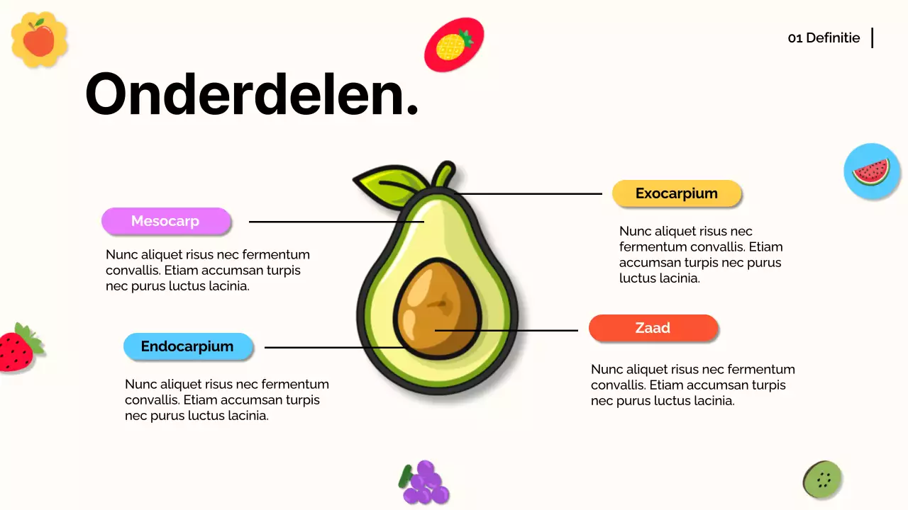Wit Oranje Modern Fruit Lezingmateriaal
