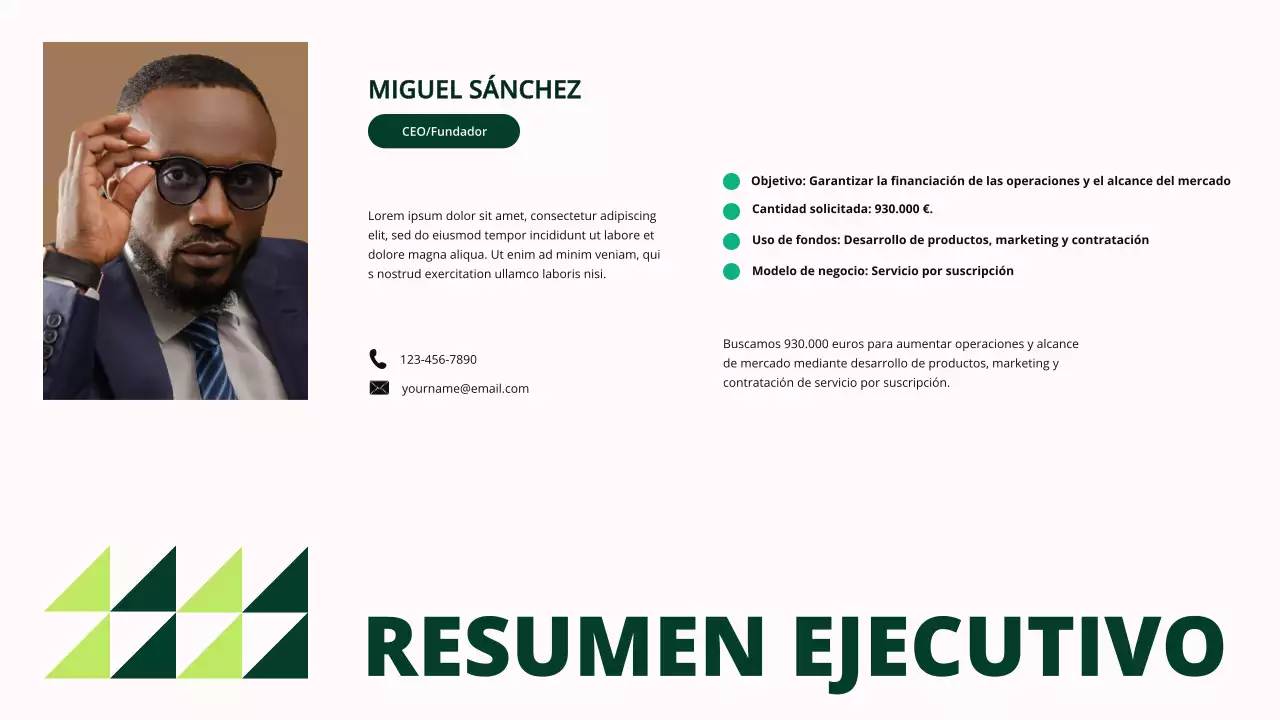 Propuesta de financiación para pequeñas empresas de Green Geometric