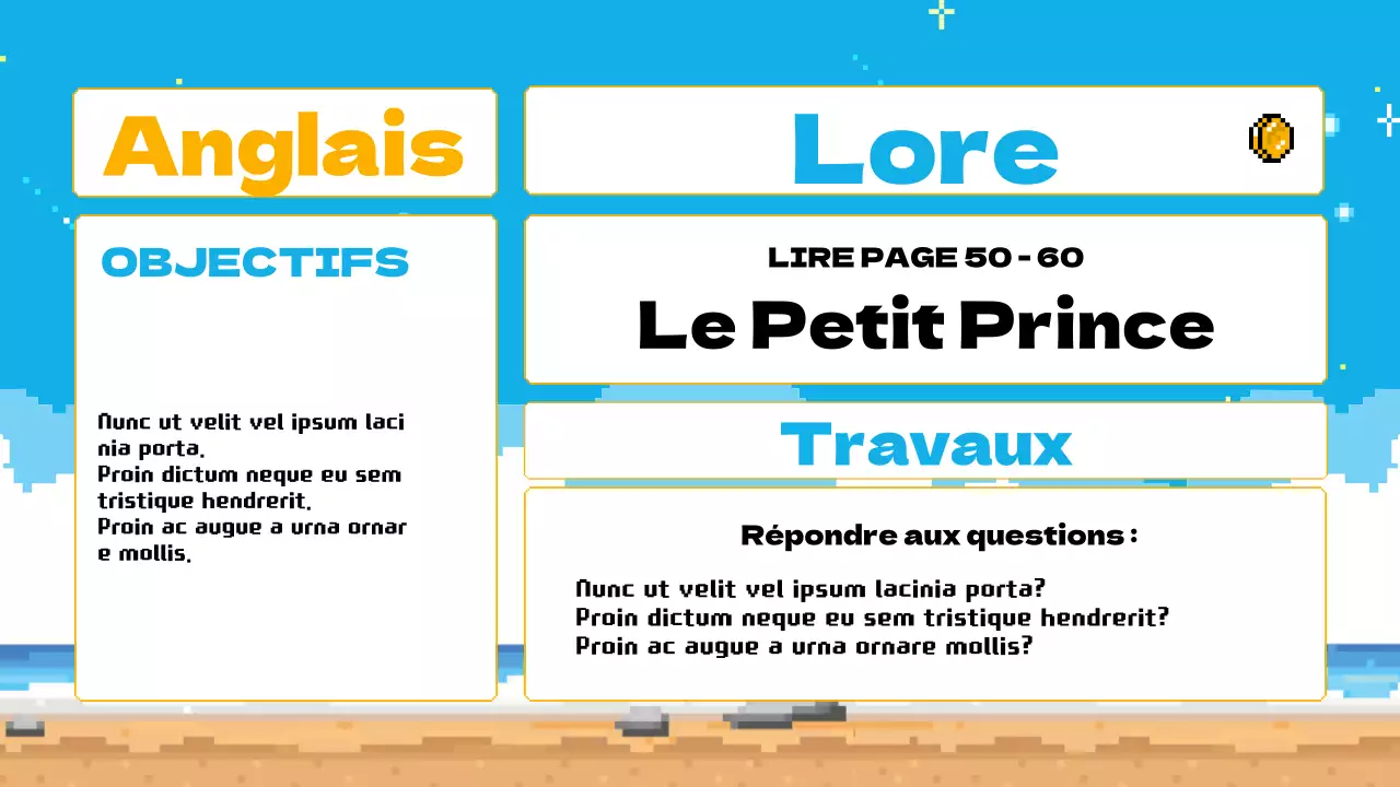 Bleu ciel Jaune Animation Agenda de la classe Plan