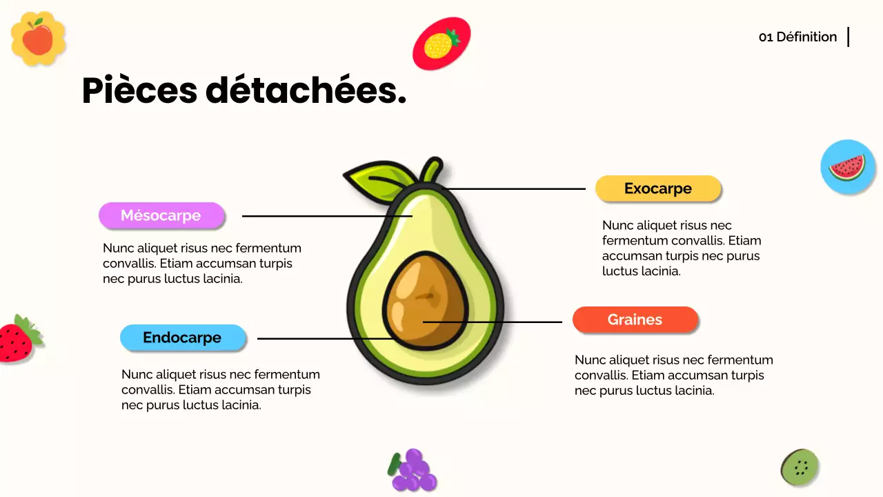 Orange blanche Matériel de conférence moderne sur les fruits