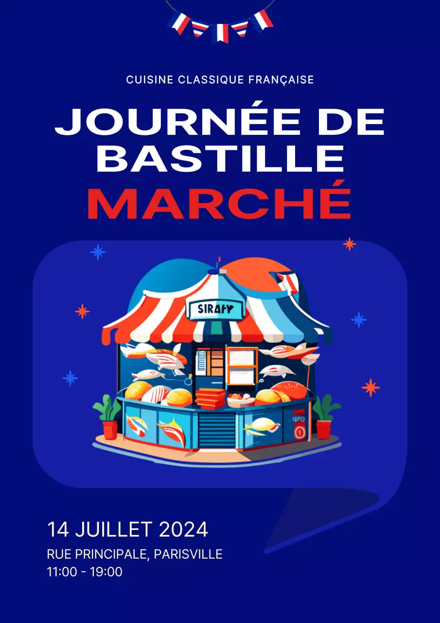 Blue Red Basic Bastille Day Market Advertisement