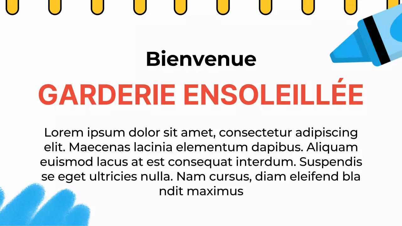 Publicité pour la garderie Sky Blue Orange Animation