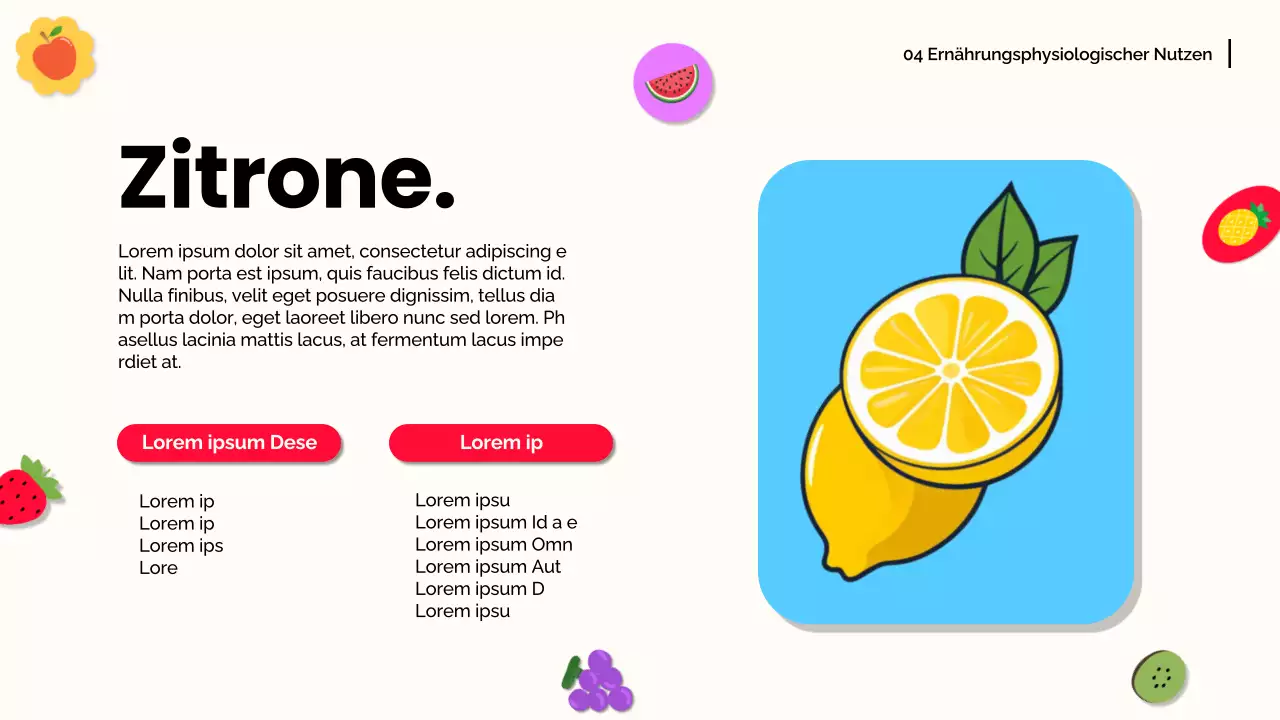 Weiß Orange Modernes Obst Vortragsmaterial