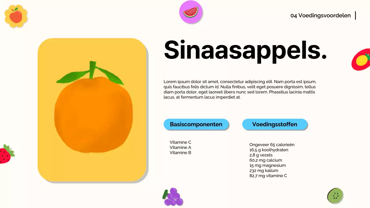 Wit Oranje Modern Fruit Lezingmateriaal