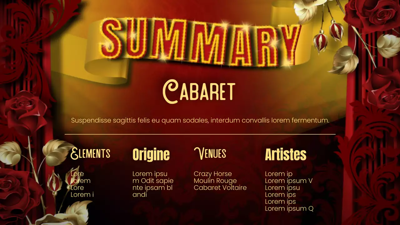 Rouge Noir Flashy Cabaret Lecture Material