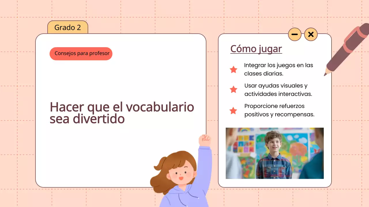 Animación naranja Vocabulario Juegos divertidos Material de clase