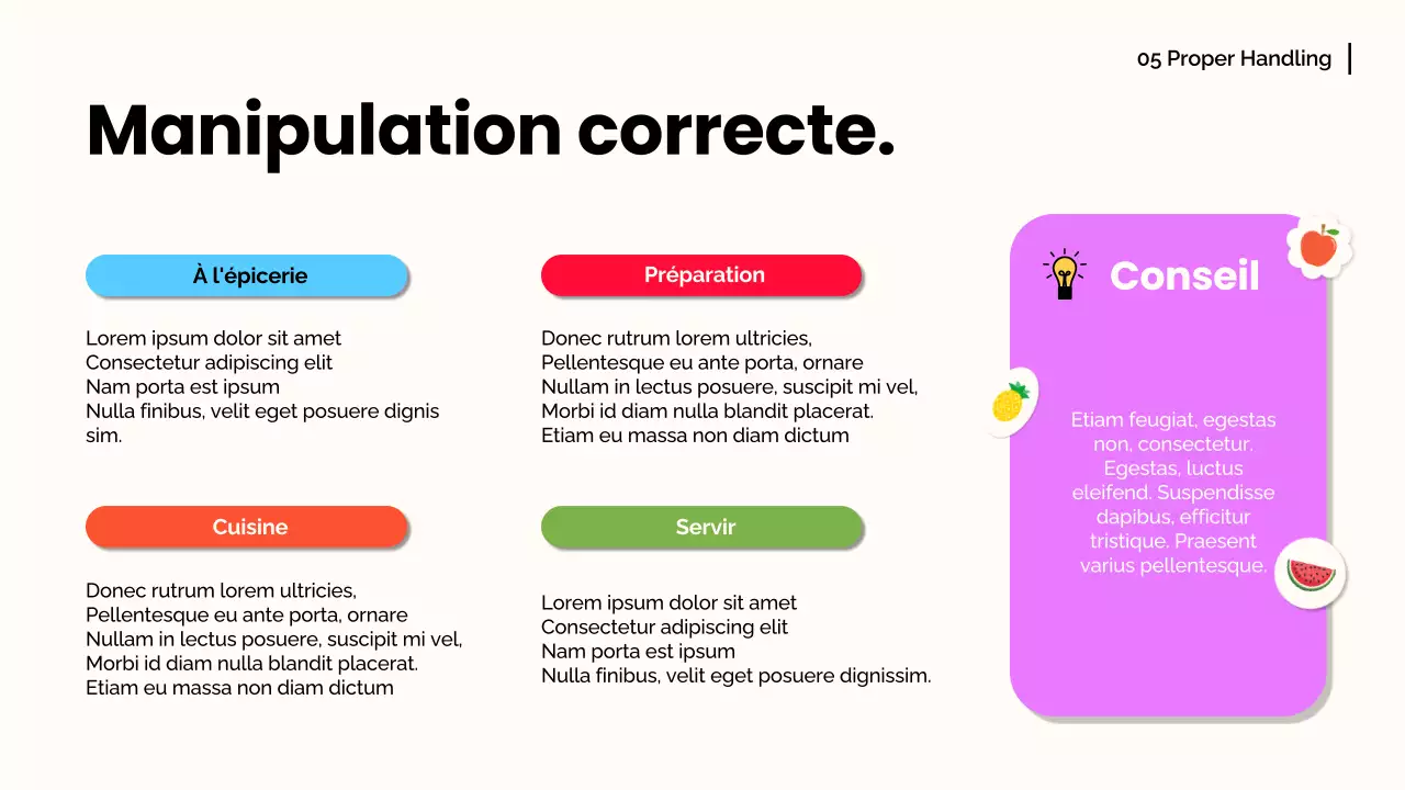 Orange blanche Matériel de conférence moderne sur les fruits