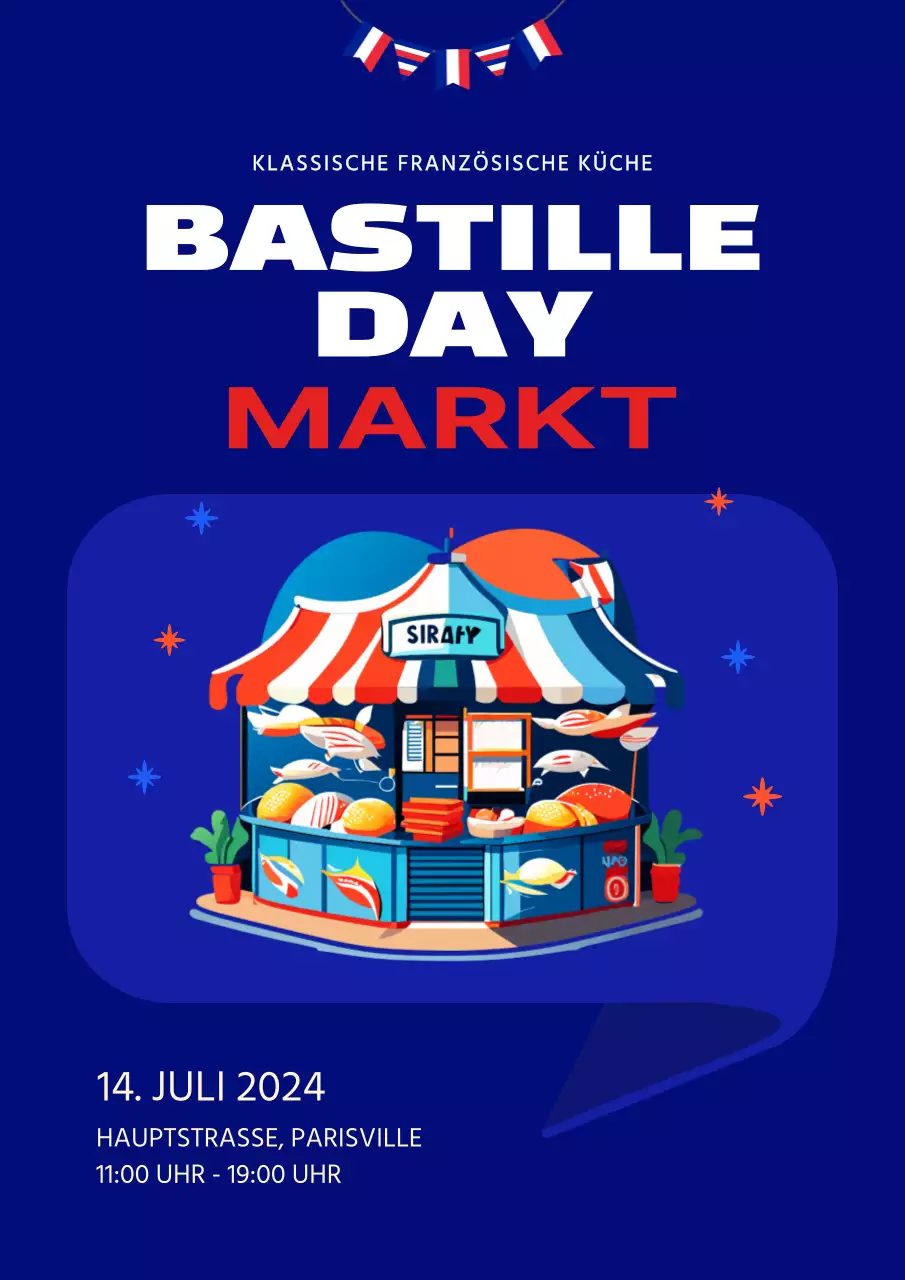 Blau Rot Basic Bastille Day Markt Anzeige