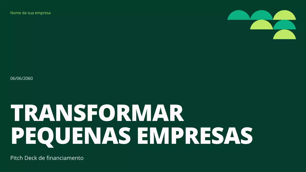 Proposta de financiamento de pequenas empresas geométrica verde
