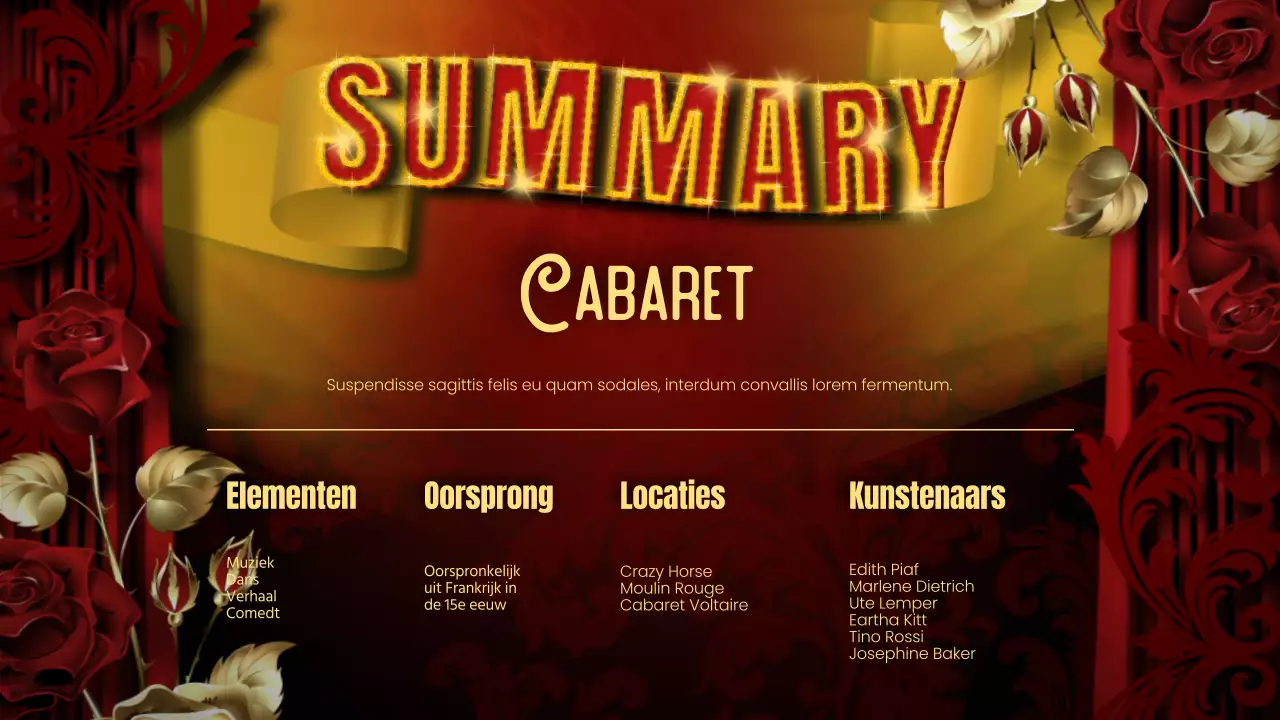 Rood Zwart Flitsend Cabaret Lezingenmateriaal