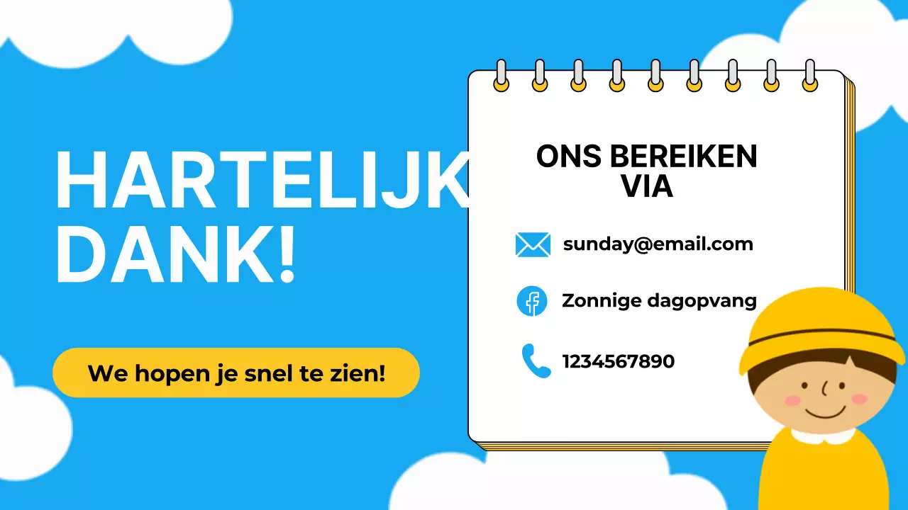 Hemelsblauw Oranje Animatie Kinderopvang Publiciteit