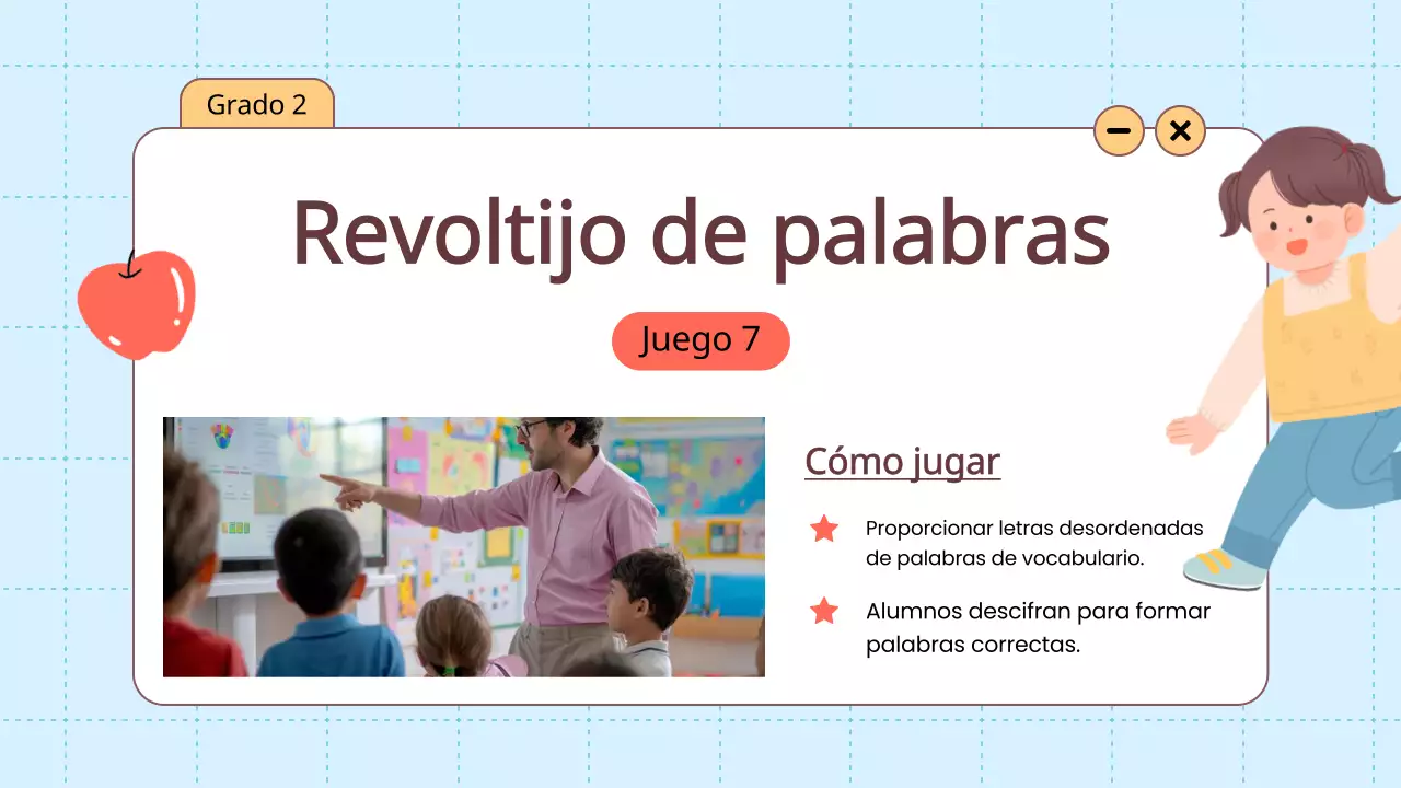 Animación naranja Vocabulario Juegos divertidos Material de clase