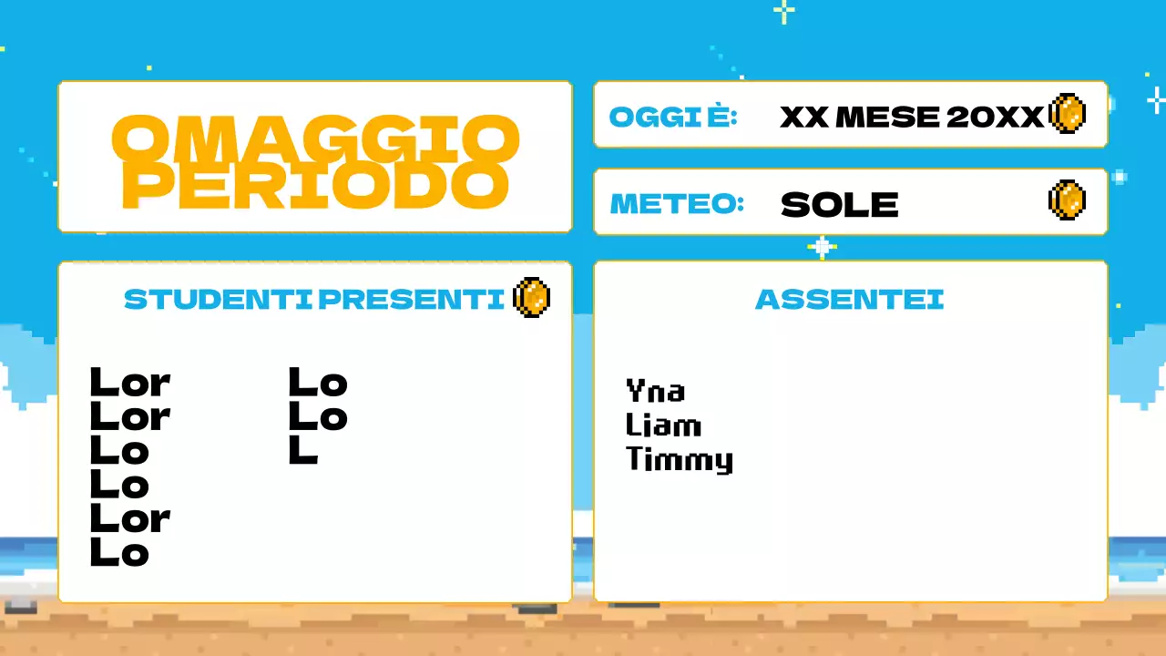 Azzurro Giallo Animazione Piano dell'agenda di classe