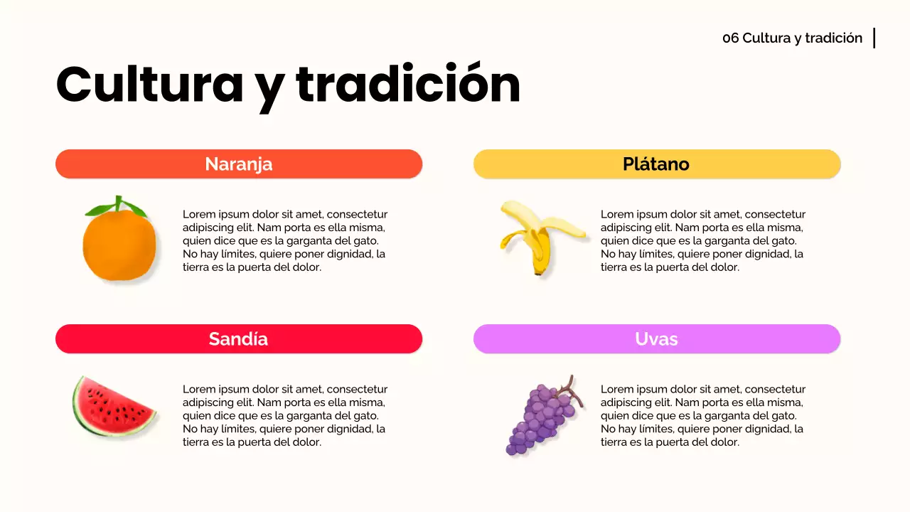 Naranja blanca Material moderno para conferencias sobre frutas