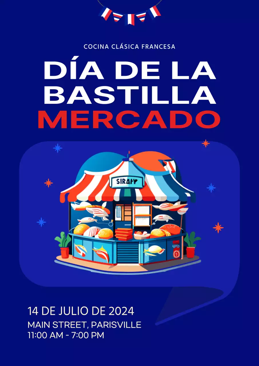 Azul Rojo Básico Bastille Day Mercado Publicidad
