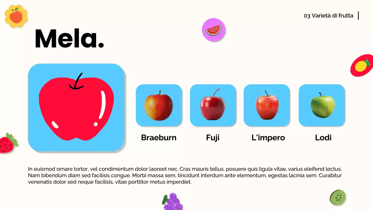 Arancia bianca Materiale moderno per conferenze sulla frutta