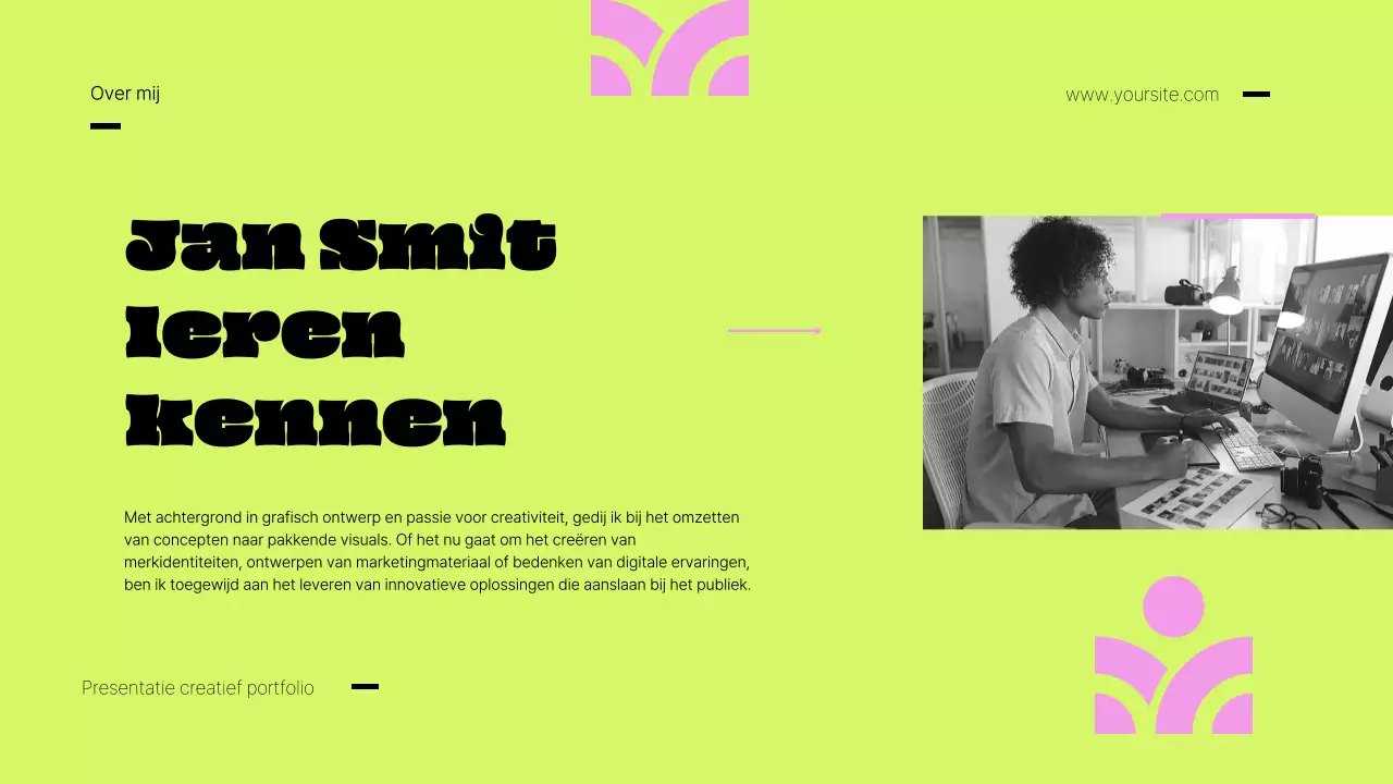 Creatief portfolio roze en limoen