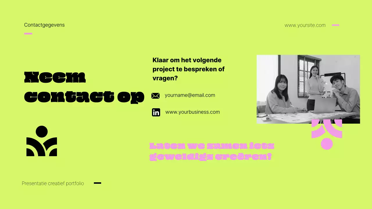 Creatief portfolio roze en limoen