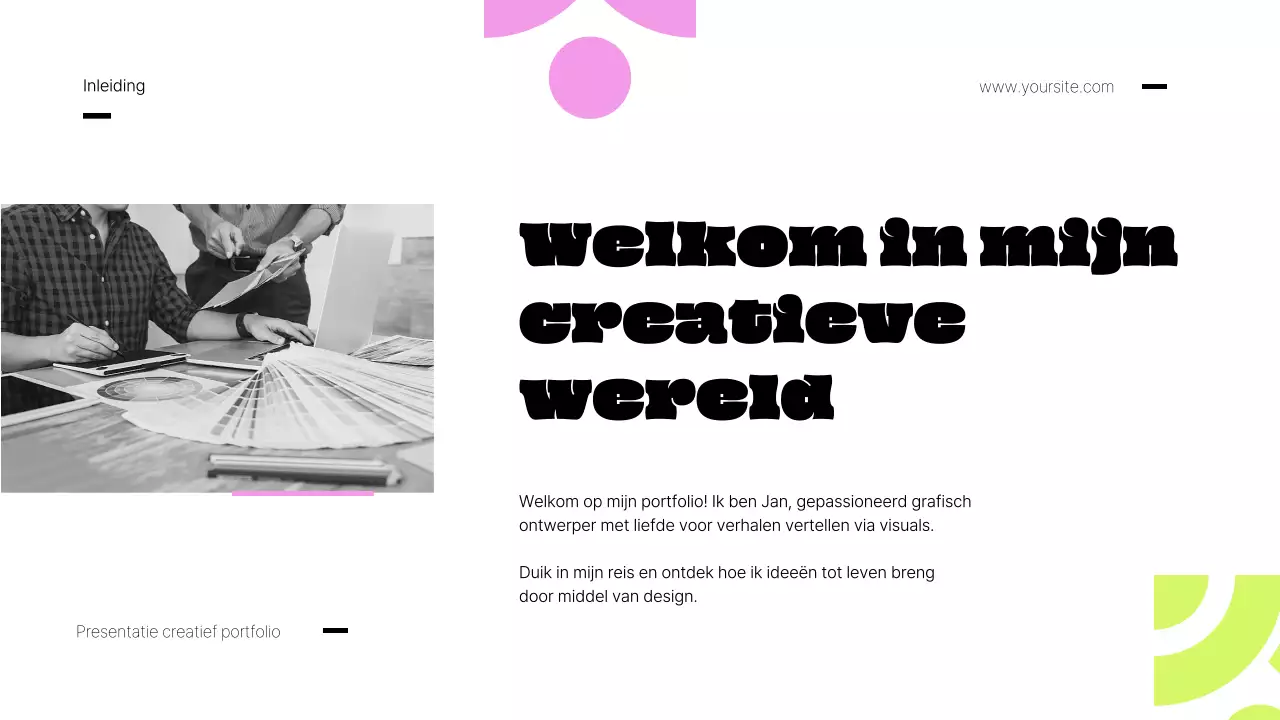 Creatief portfolio roze en limoen