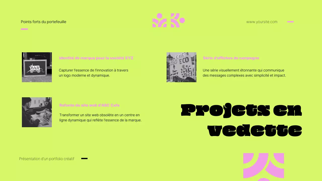 Portefeuille créatif rose et citron vert