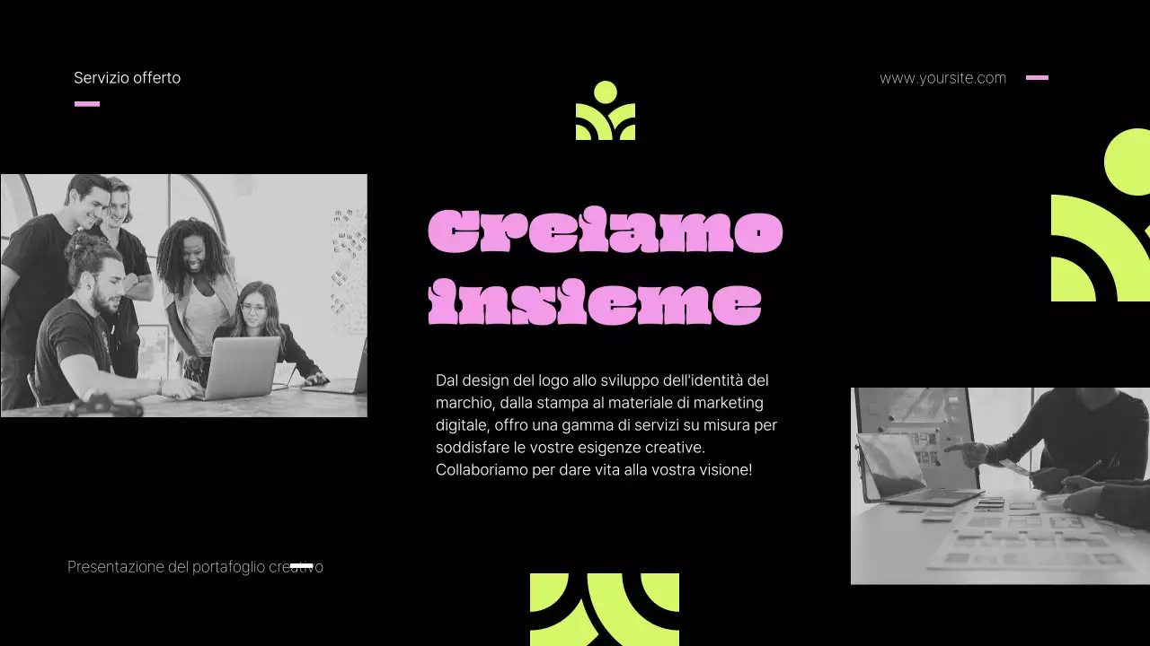 Portafoglio creativo rosa e lime