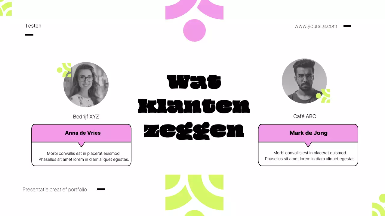 Creatief portfolio roze en limoen