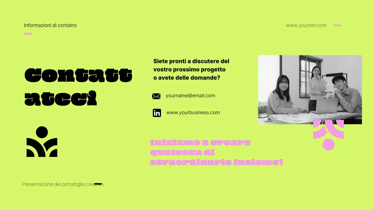 Portafoglio creativo rosa e lime