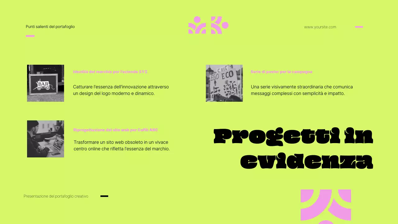 Portafoglio creativo rosa e lime