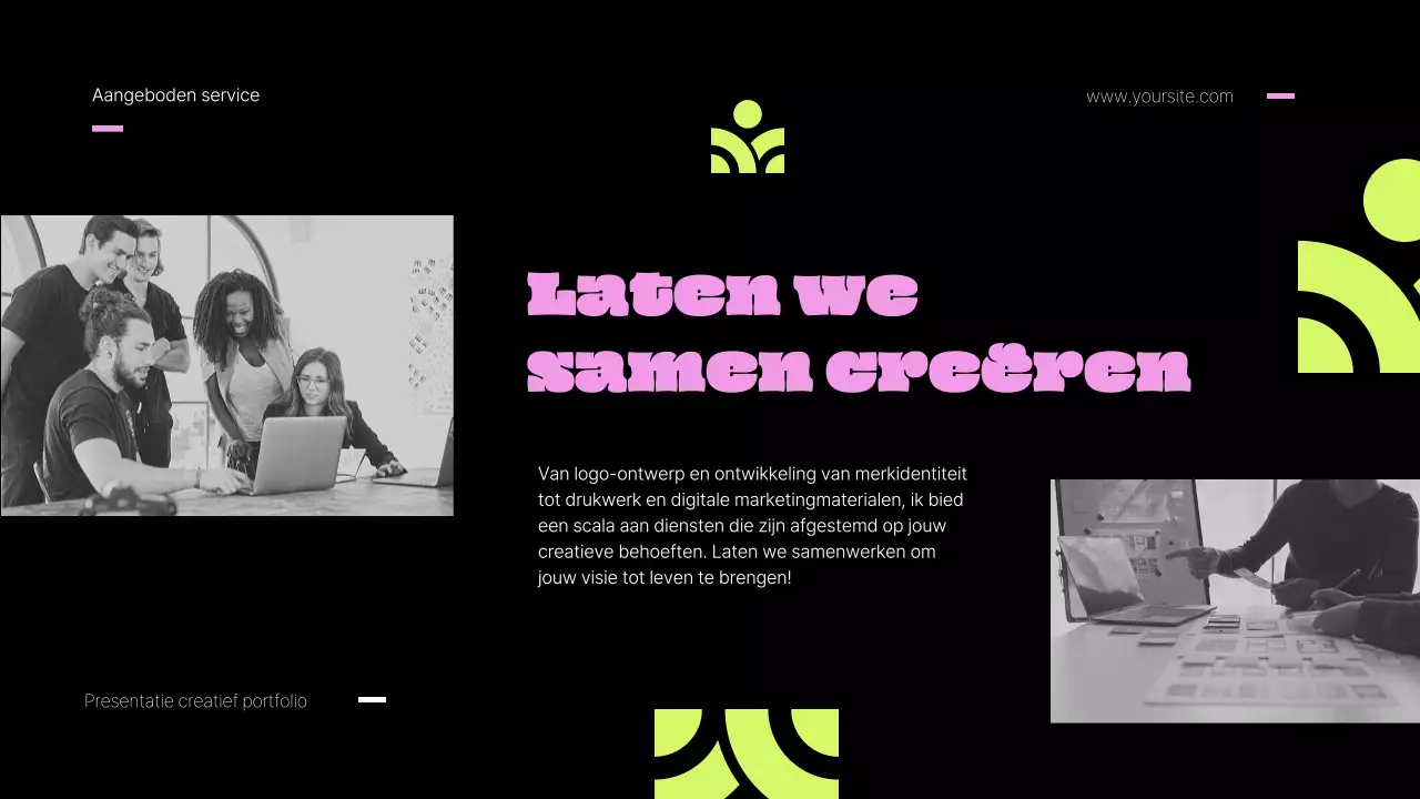 Creatief portfolio roze en limoen