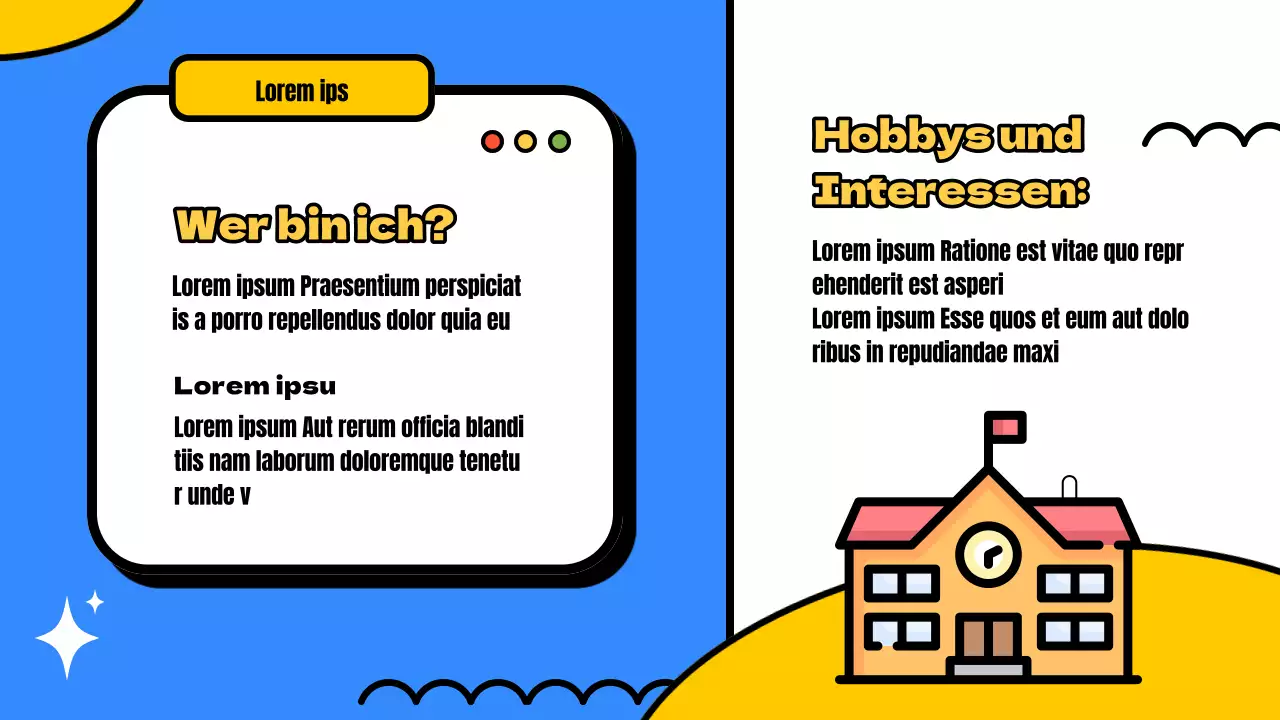 Gelbes und blaues Material für den Einführungskurs für neue Schüler