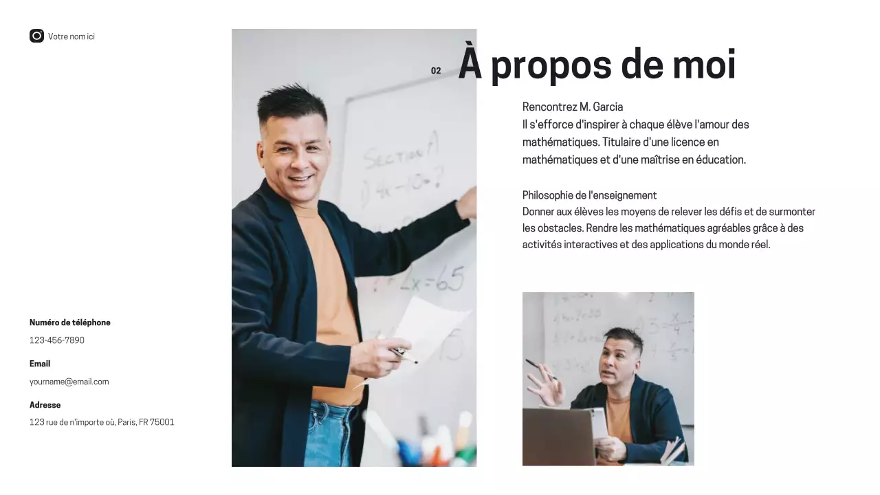 Noir et blanc Minimal Math Teacher Introduction Class Material