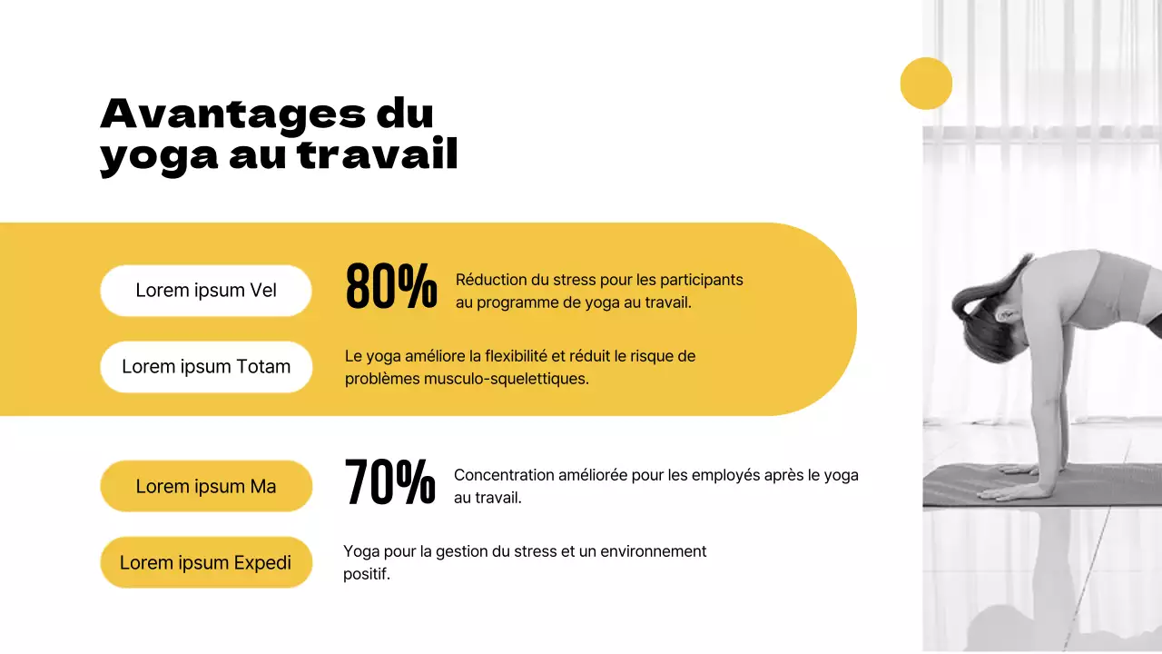 Yoga simple jaune et noir pour des instructions de travail productives