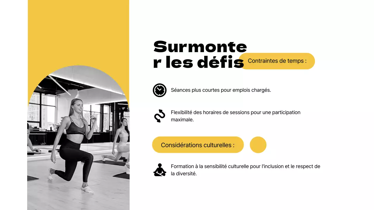 Yoga simple jaune et noir pour des instructions de travail productives